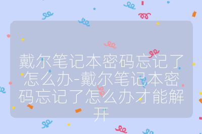 戴尔笔记本密码忘记了怎么办-戴尔笔记本密码忘记了怎么办才能解开