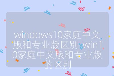 windows10家庭中文版和专业版区别-win10家庭中文版和专业版的区别