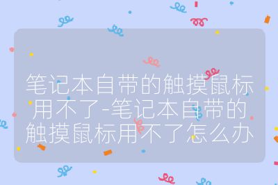 笔记本自带的触摸鼠标用不了-笔记本自带的触摸鼠标用不了怎么办