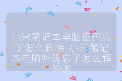 小米笔记本电脑密码忘了怎么解除-小米笔记本电脑密码忘了怎么解除啊