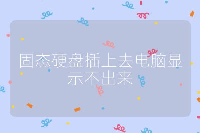 固态硬盘插上去电脑显示不出来