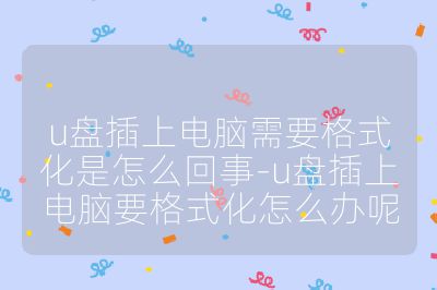 u盘插上电脑需要格式化是怎么回事-u盘插上电脑要格式化怎么办呢