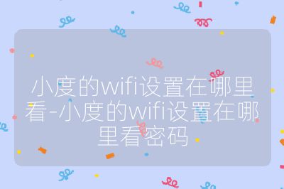 小度的wifi设置在哪里看-小度的wifi设置在哪里看密码