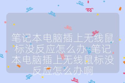 笔记本电脑插上无线鼠标没反应怎么办-笔记本电脑插上无线鼠标没反应怎么办啊