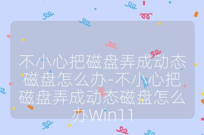不小心把磁盘弄成动态磁盘怎么办-不小心把磁盘弄成动态磁盘怎么办Win11