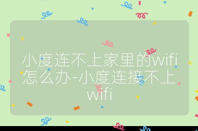 小度连不上家里的wifi怎么办-小度连接不上wifi