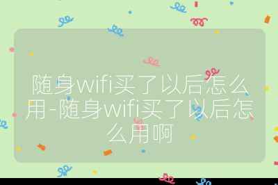 随身wifi买了以后怎么用-随身wifi买了以后怎么用啊