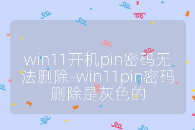 win11开机pin密码无法删除-win11pin密码删除是灰色的