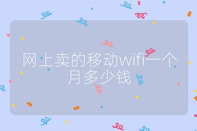 网上卖的移动wifi一个月多少钱