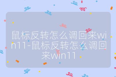 鼠标反转怎么调回来win11-鼠标反转怎么调回来win11