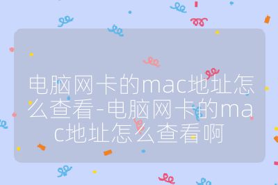 电脑网卡的mac地址怎么查看-电脑网卡的mac地址怎么查看啊