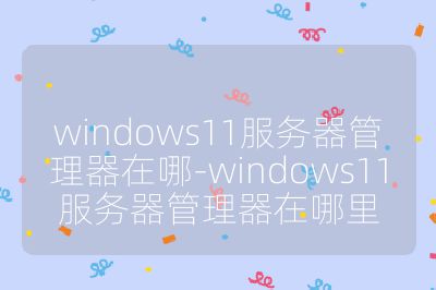 windows11服务器管理器在哪-windows11服务器管理器在哪里