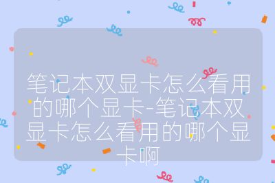 笔记本双显卡怎么看用的哪个显卡-笔记本双显卡怎么看用的哪个显卡啊