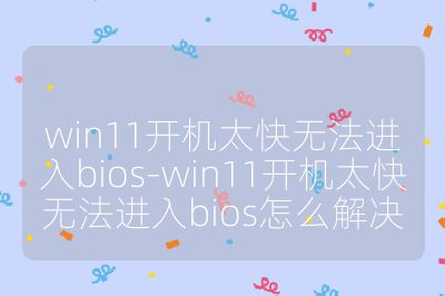 win11开机太快无法进入bios-win11开机太快无法进入bios怎么解决