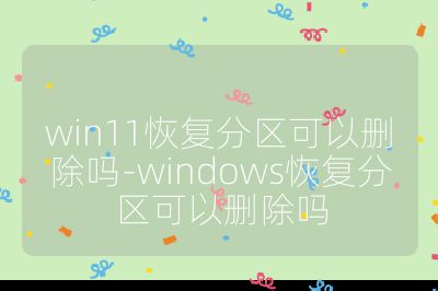 win11恢复分区可以删除吗-windows恢复分区可以删除吗