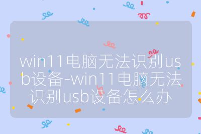win11电脑无法识别usb设备-win11电脑无法识别usb设备怎么办