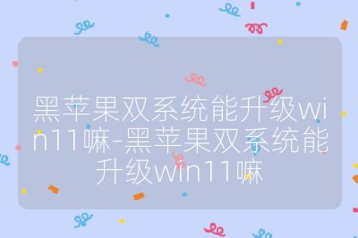 黑苹果双系统能升级win11嘛-黑苹果双系统能升级win11嘛