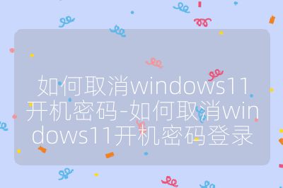 如何取消windows11开机密码-如何取消windows11开机密码登录
