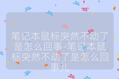 笔记本鼠标突然不动了是怎么回事-笔记本鼠标突然不动了是怎么回事儿